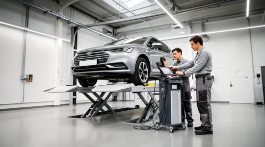 Inspection mécanique détaillée d'une voiture d'occasion avec focus sur le moteur et les éléments de valeur