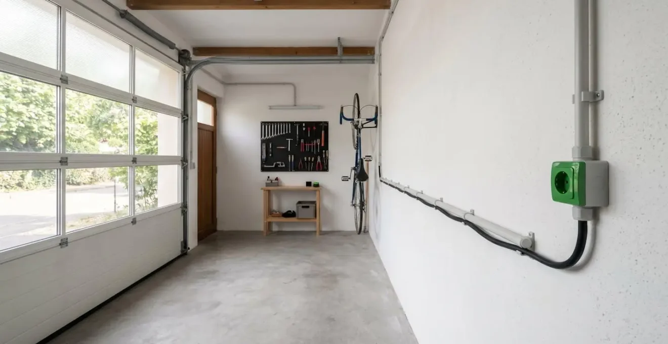 Prise de recharge Green'up installée dans un garage résidentiel